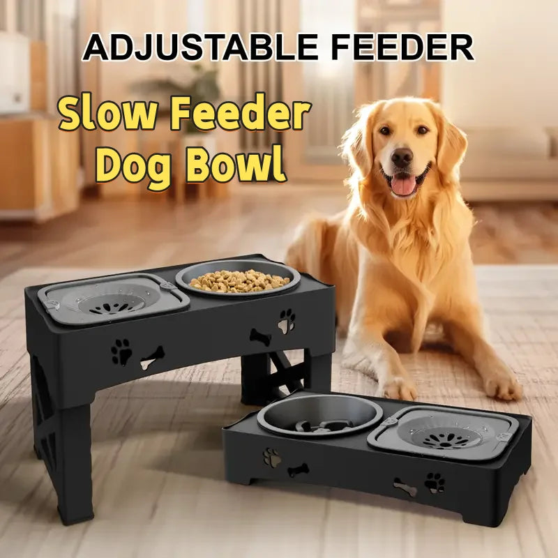 3-in-1 Elevated Slow Feeder Dog Bowl - The Canine Cart