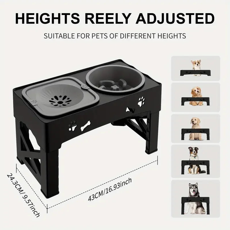 3-in-1 Elevated Slow Feeder Dog Bowl - The Canine Cart