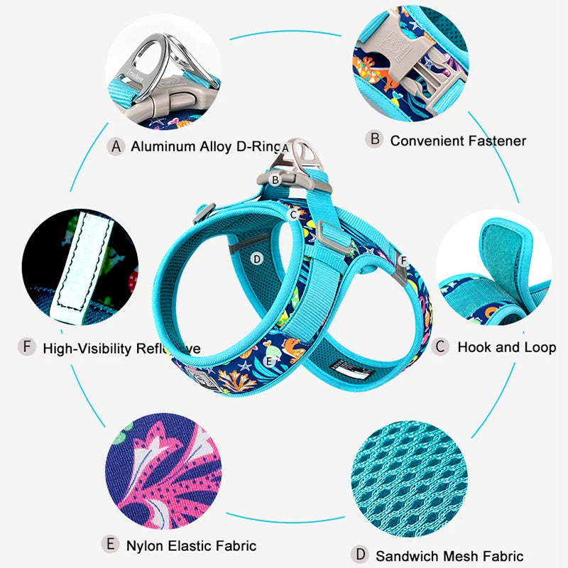 Adjustable Floral Dog Harness - The Canine Cart
