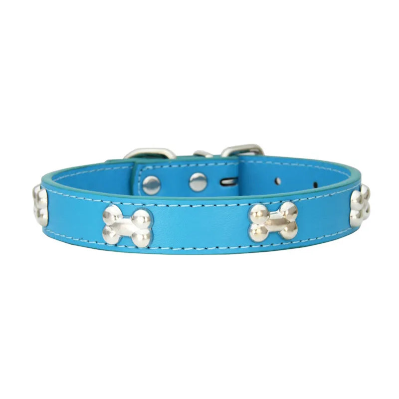 Bone Design Leather Dog Collar - The Canine Cart