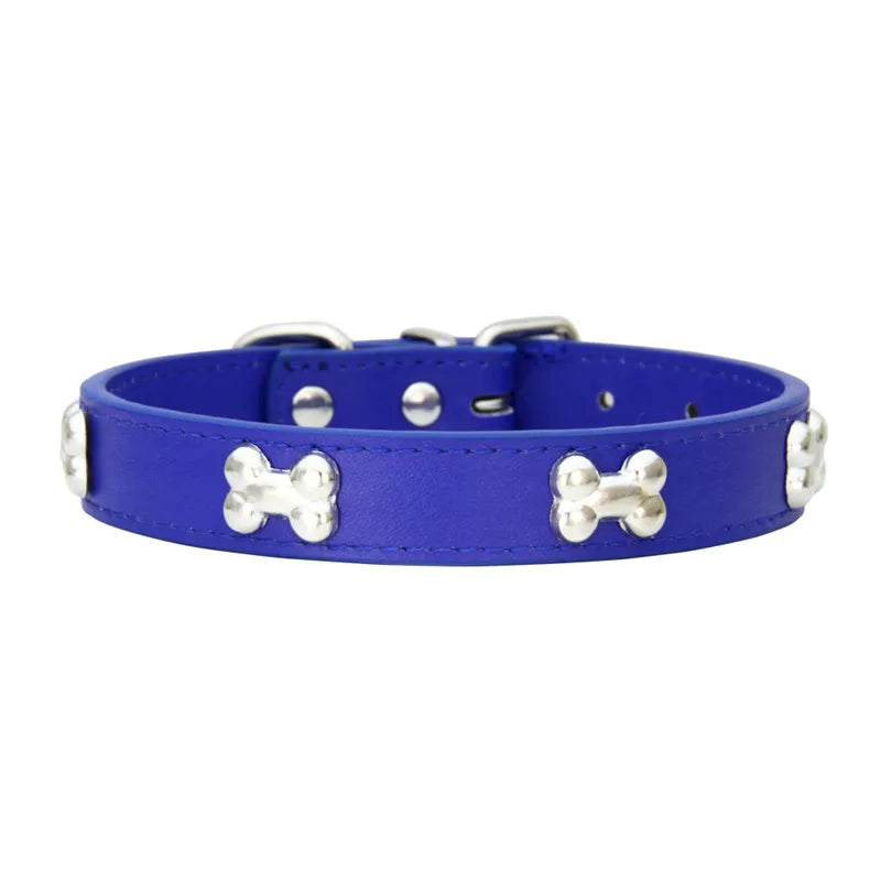 Bone Design Leather Dog Collar - The Canine Cart