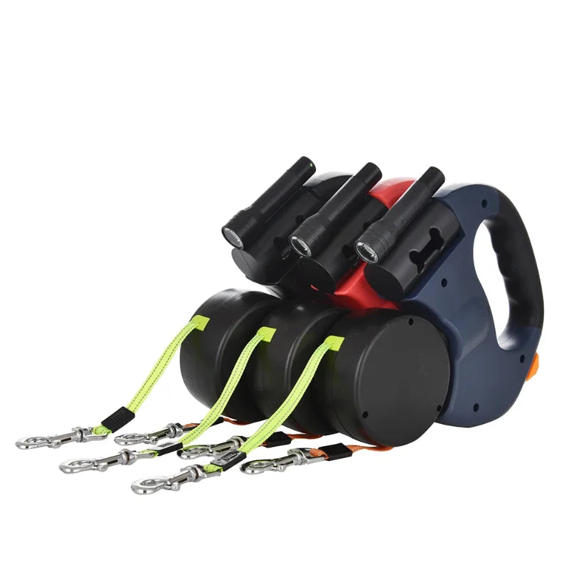 360° Reflective Dual Dog Leash with LED Light - The Canine Cart