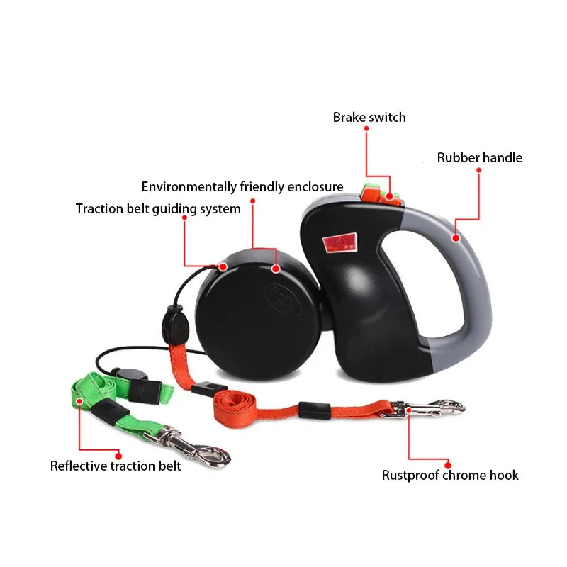 Tangle-Free Dual leash for Two Dogs - The Canine Cart