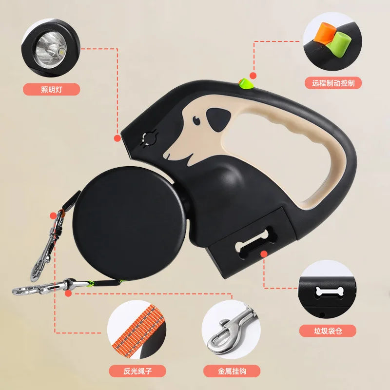 Retractable Dual Leash with LED Flashlight - The Canine Cart
