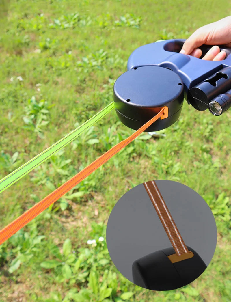 360° Reflective Dual Dog Leash with LED Light - The Canine Cart