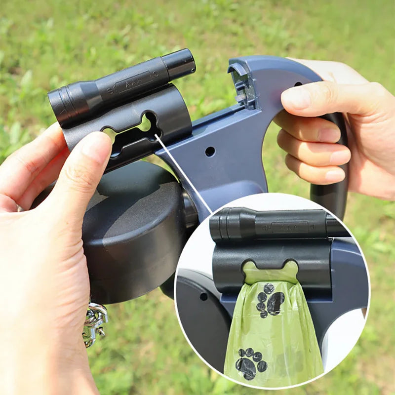 360° Reflective Dual Dog Leash with LED Light - The Canine Cart