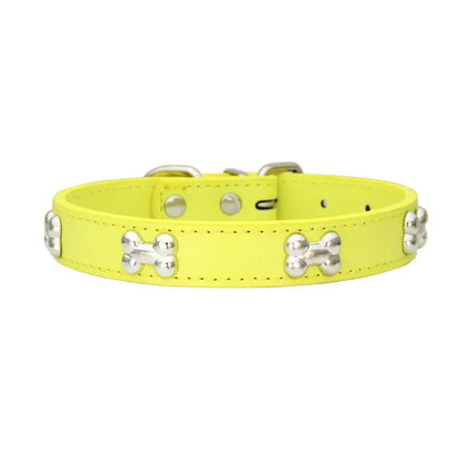 Bone Design Leather Dog Collar - The Canine Cart