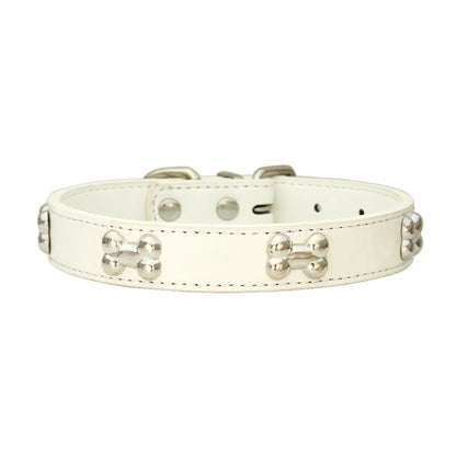 Bone Design Leather Dog Collar - The Canine Cart