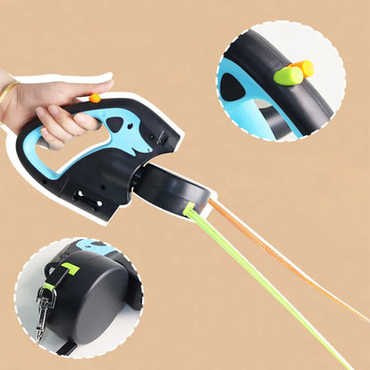 Retractable Dual Leash with LED Flashlight - The Canine Cart